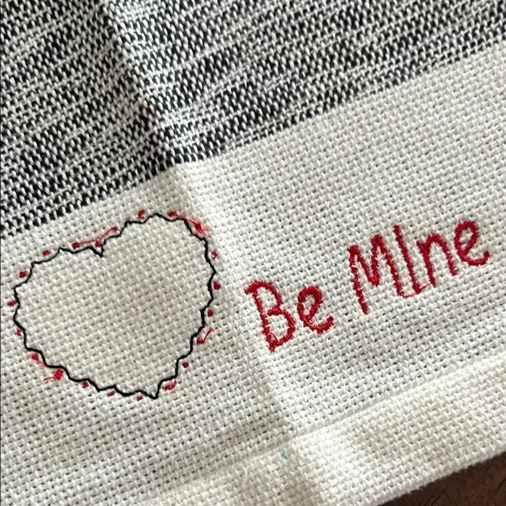 Be Mine Custom Embroidered Table Placemats Black Cream 19” by 13.75” Set